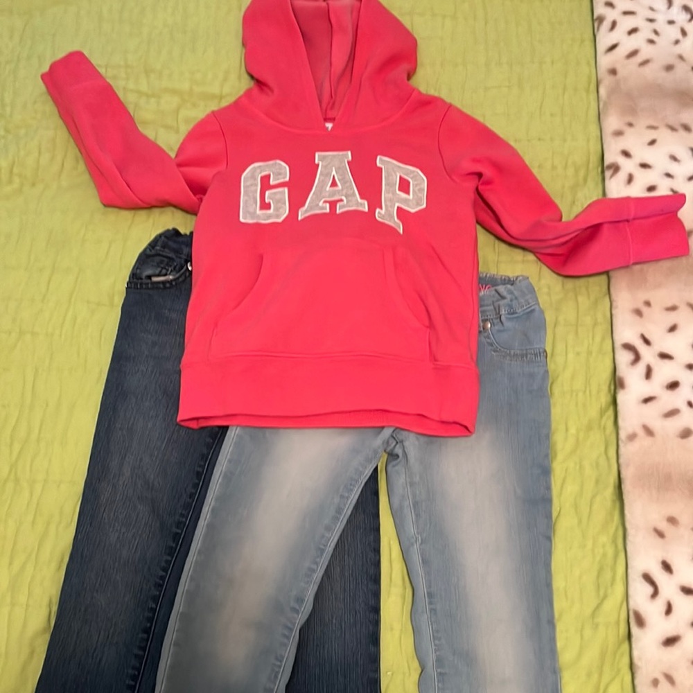 Gap pink hoodie & 2 pair of children place jeans